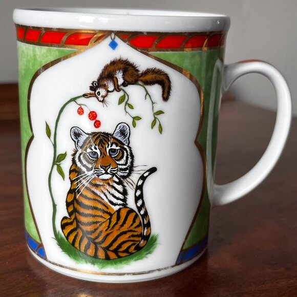 Lynn Chase 1991 “Tiger Raj" Mug Decorated With 24K Gold Vintage Coffee Cup 10 oz - Picture 6 of 15